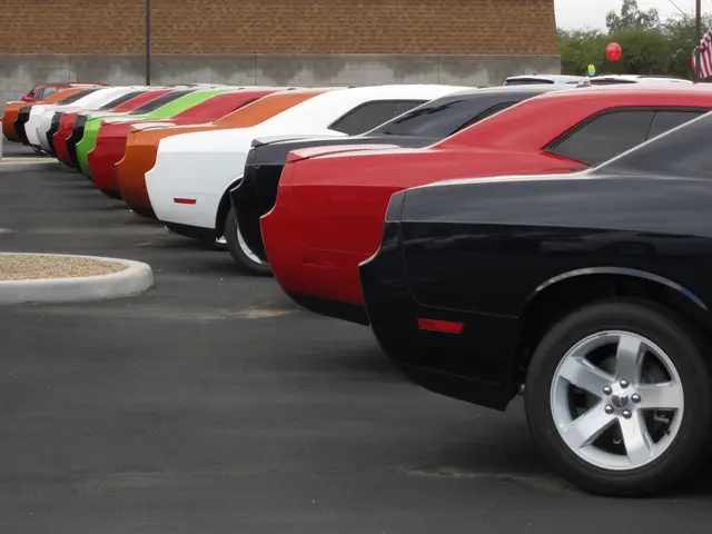 In this image I can see fleets of cars on the road. In the background I can see a wall fence, pole,...