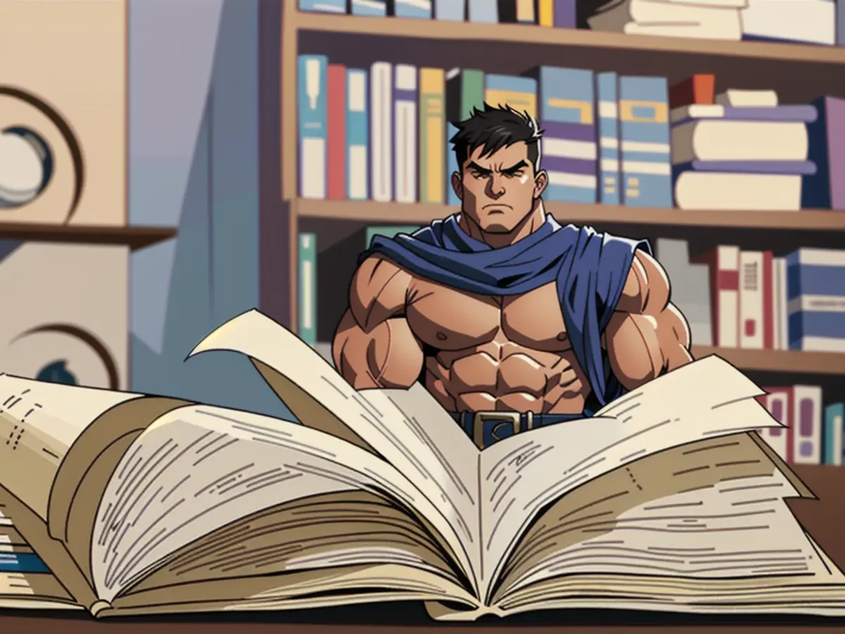 Education Setting: Books Arrayed on Table for Studying, Learning, and Research. Philosopher's...